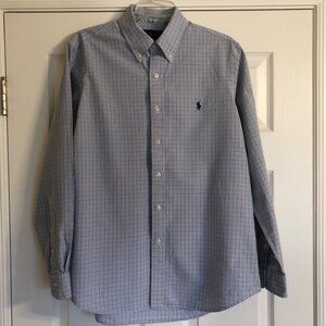 Ralph Lauren Long Sleeve Button Down Blue & White Shirt Size L